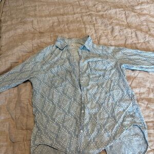 Hollister Light Blue Patterned Blouse